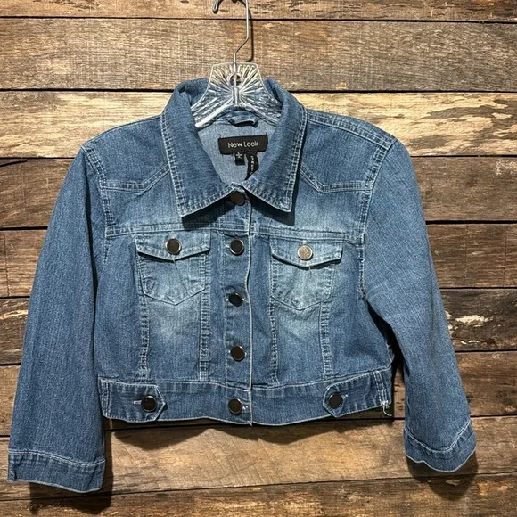 💰BOGO FREE New Look Crop Jean Jacket Kids L Ladies’ XS - Picture 4 of 7